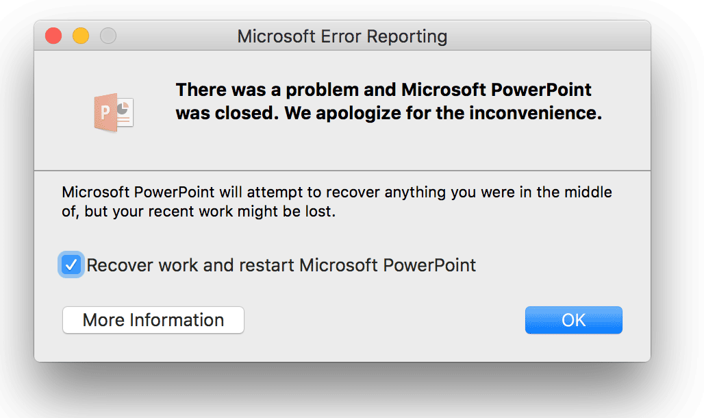 disable microsoft error reporting mac